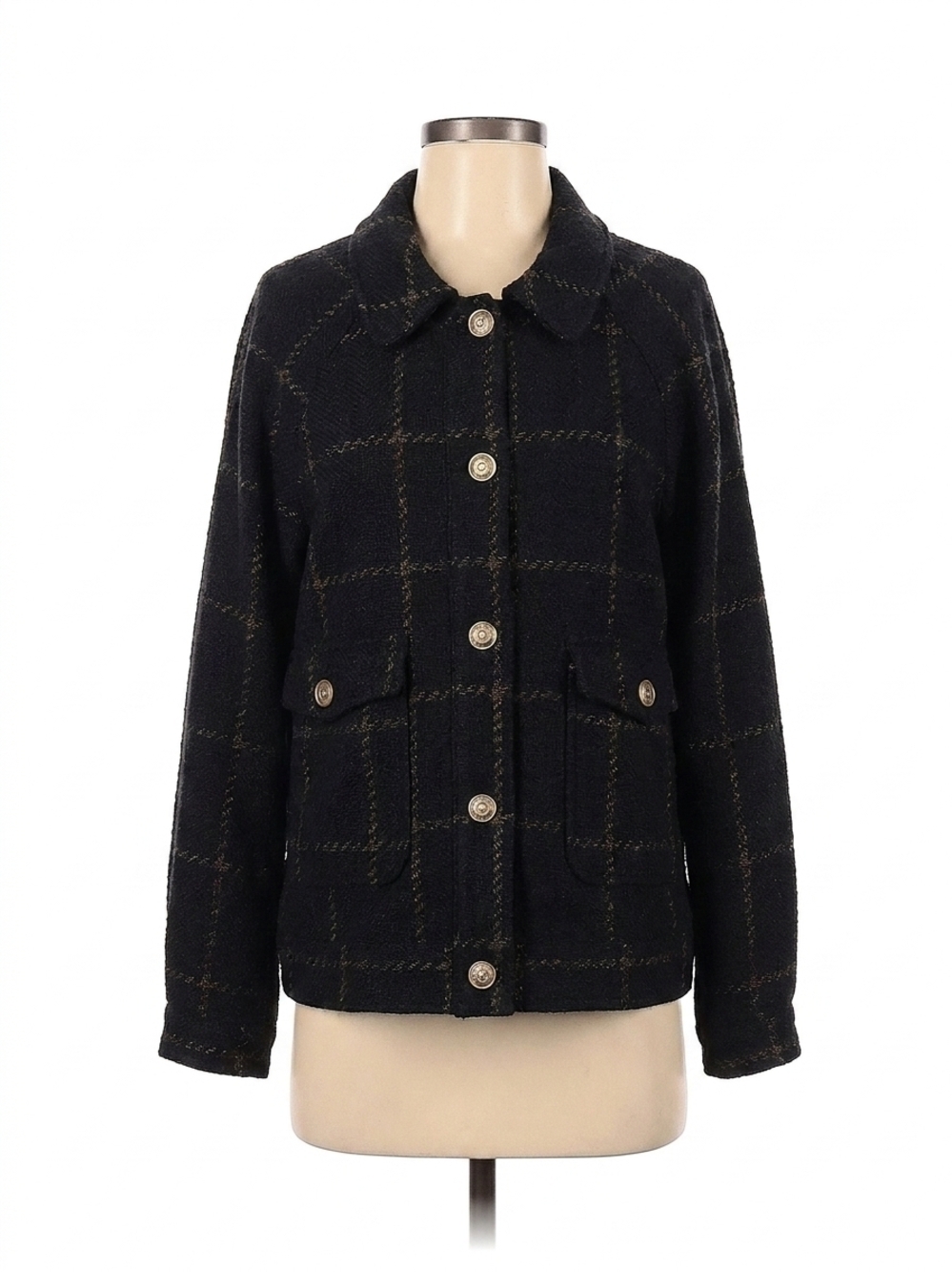 NEW SALTWATER LUXE asher tweed windowpane jacket in black